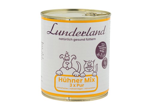 Lunderland Hühner Mix 3 x Pur 800 g - opakowanie