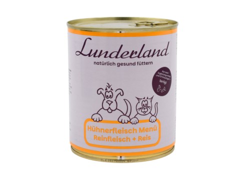 Lunderland Hühnerfleisch Menü Reinfleisch + Reis 800 g - opakowanie
