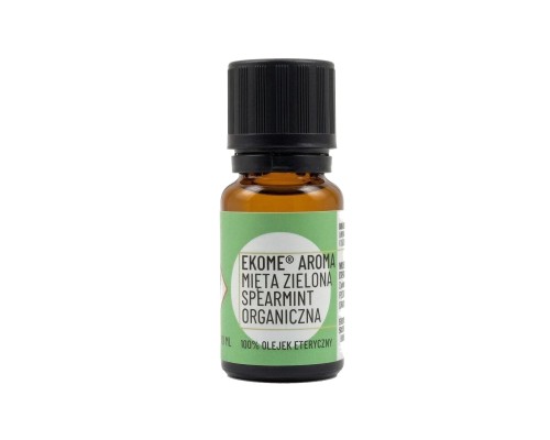 Mięta zielona organiczny olejek eteryczny 10 ml Ekome® - buteleczka produktu na jasnym tle