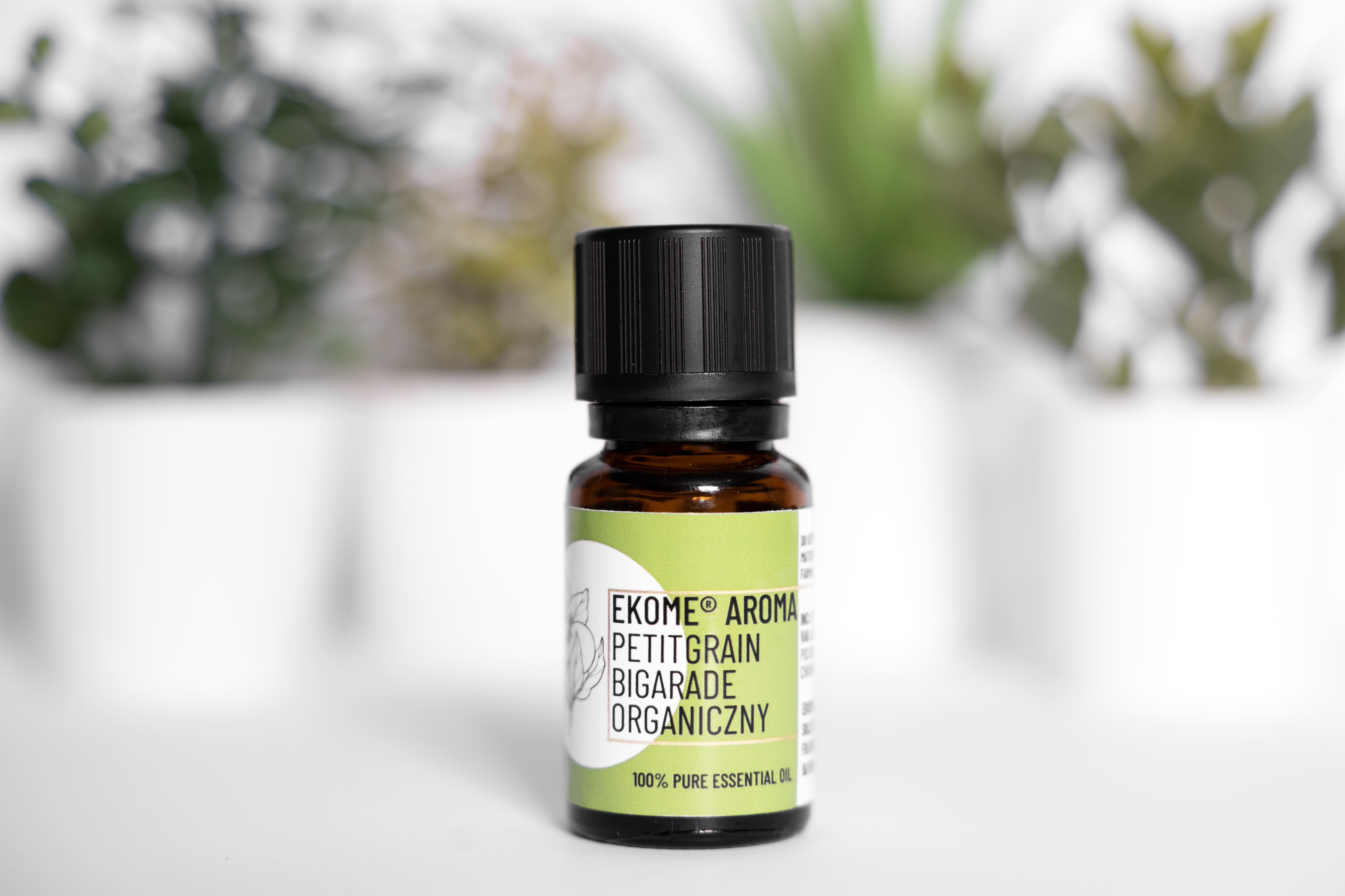Ekome organiczny olejek eteryczny Petitgrain Bigarade 10 ml – naturalny olejek uspokajający i relaksacyjny do aromaterapii i pielęgnacji skóry