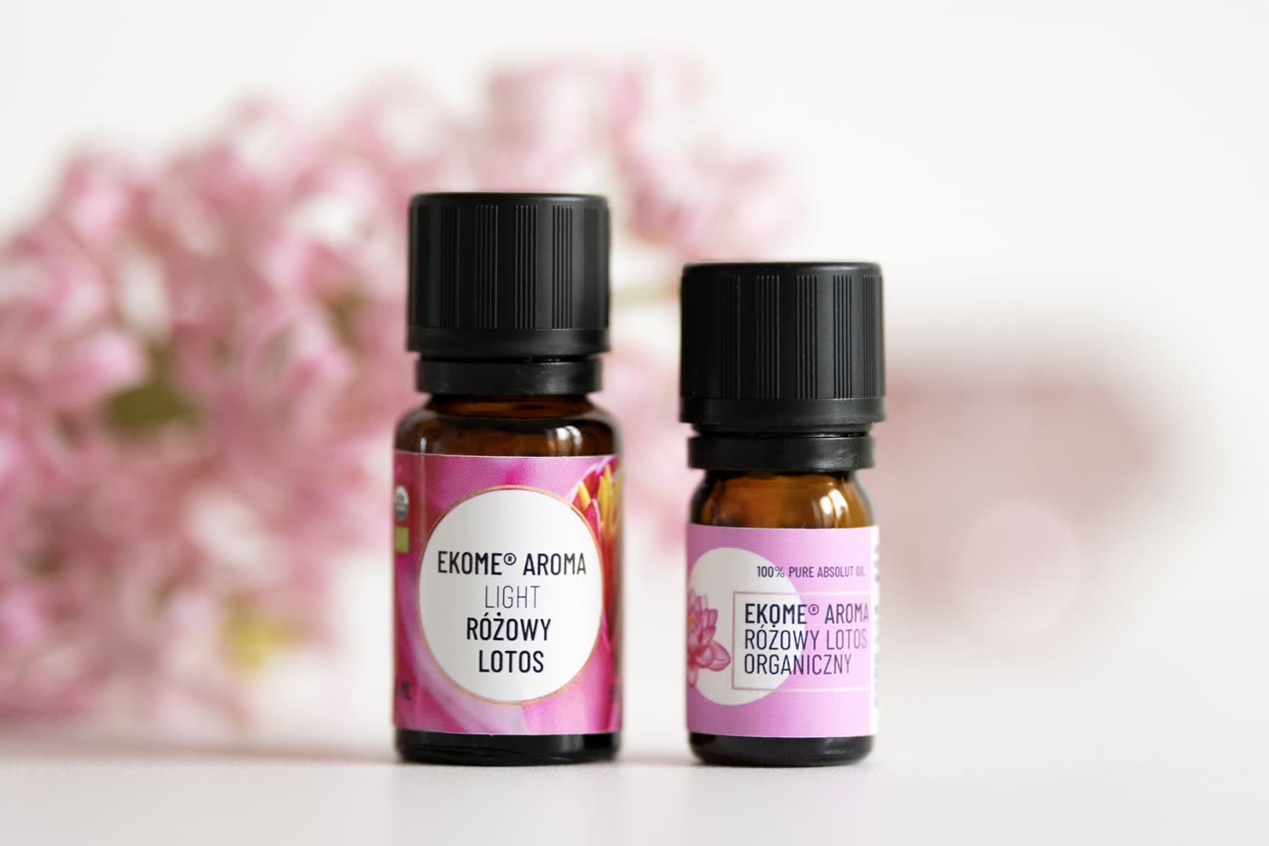 Ekome® różowy lotos - olejek Light 5% 10 ml i absolut organiczny 2 ml