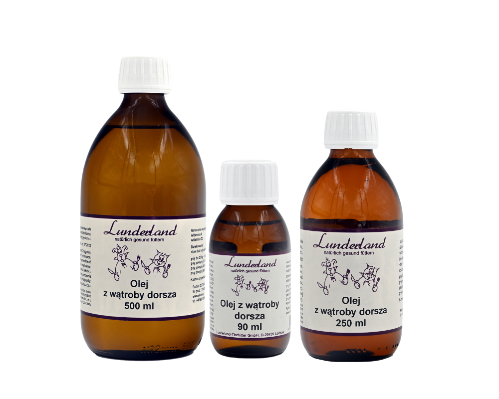 Lunderland olej z wątroby dorsza - tran - dostępne pojemności 90 ml, 250 ml i 500 ml