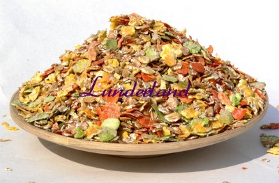 Lunderland mix warzywno-zbożowy płatki 1 kg - mieszanka podana na talerzu