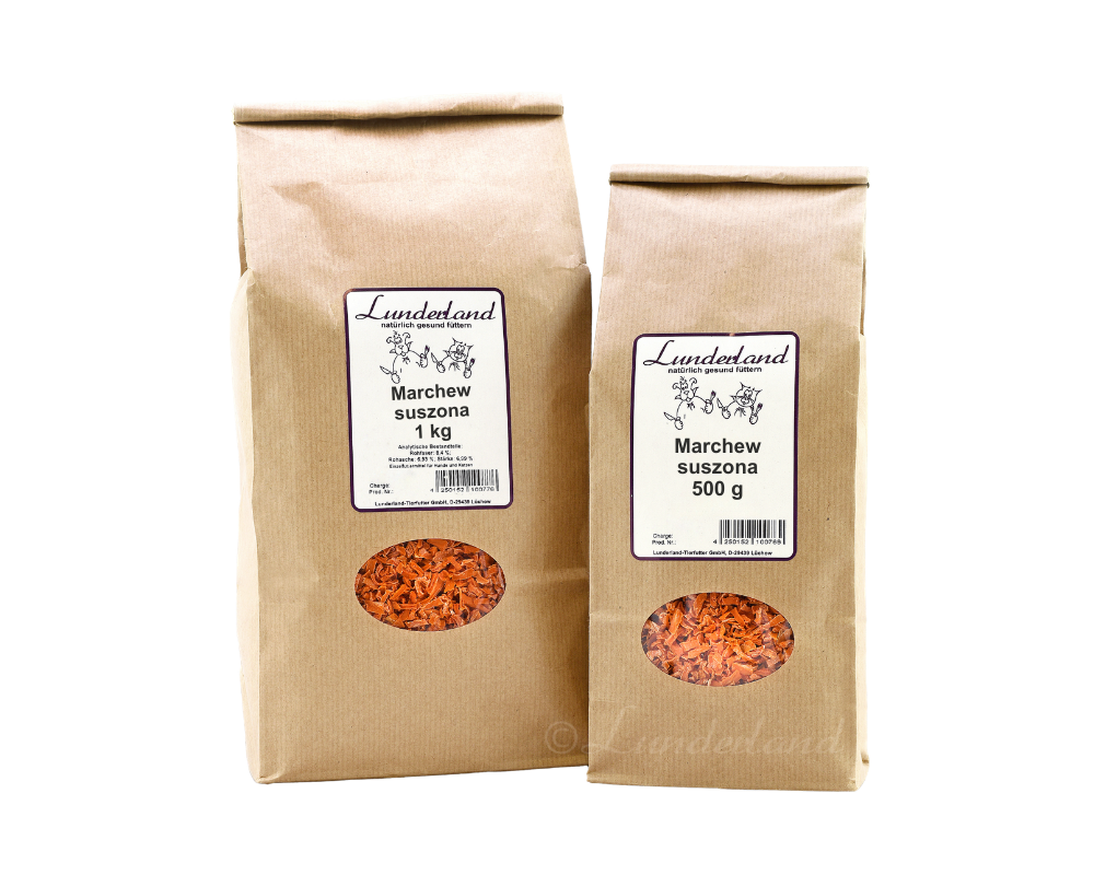 Lunderland suszona marchew 500 g i 1 kg - opakowania