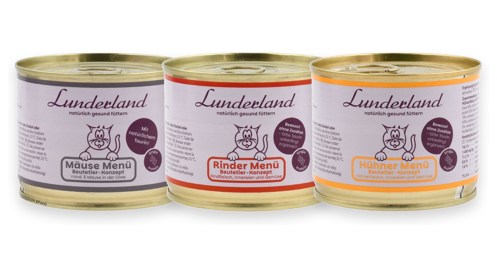 Lunderland Menu dla kotów zestaw Mix 3 puszki x 200 g