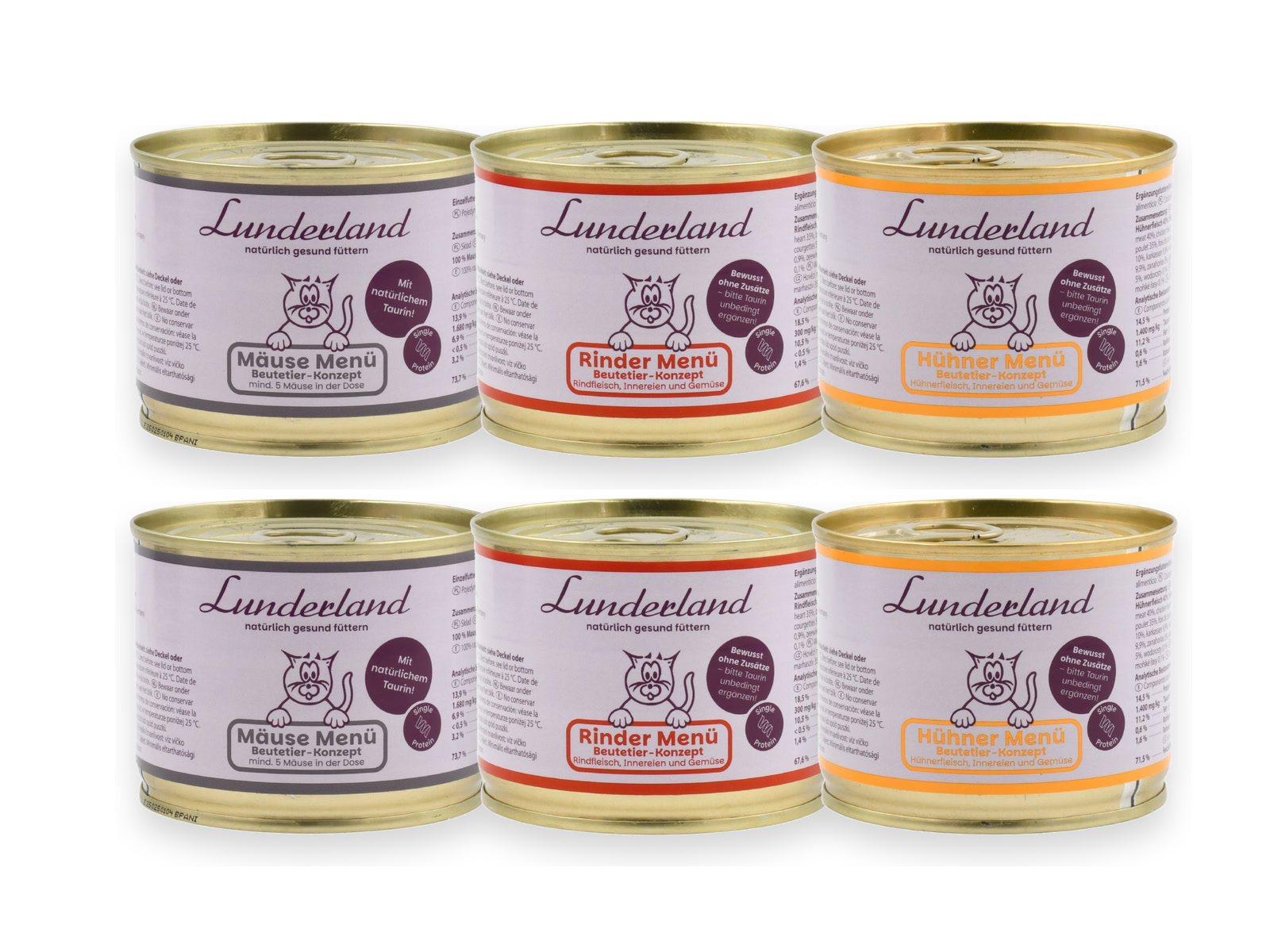 Lunderland Menu dla kotów zestaw Mix 6 puszek x 200 g